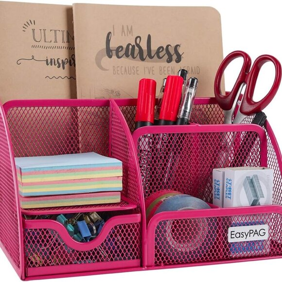 Mesh Desk Organizer for Women with Drawer - Multi-Functional Office & Makeup Sto - Picture 1 of 7